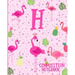 Composition Notebook H: Pink Flamingo Initial H Composition Wide Ruled Notebook
