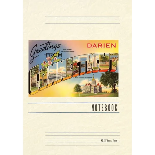 Vintage Lined Notebook Greetings from Darien