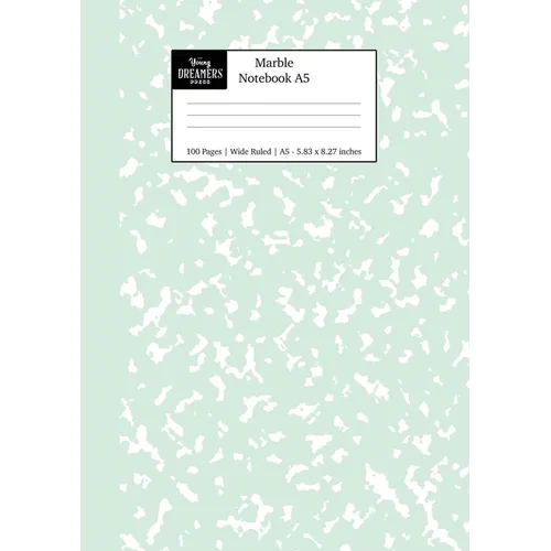 Marble Notebook A5: Mint Green Marble Wide Ruled Journal
