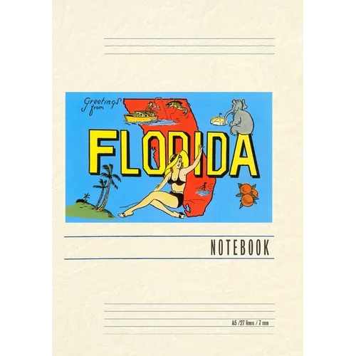 Vintage Lined Notebook Greetings from Florida, Map