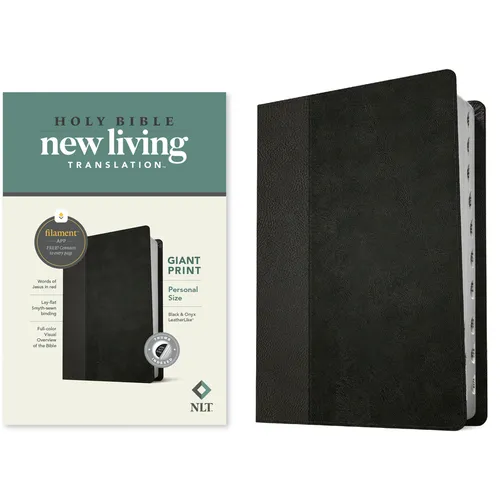 NLT Personal Size Giant Print Bible, Filament Enabled Edition (Red Letter, Leatherlike, Black/Onyx, Indexed)